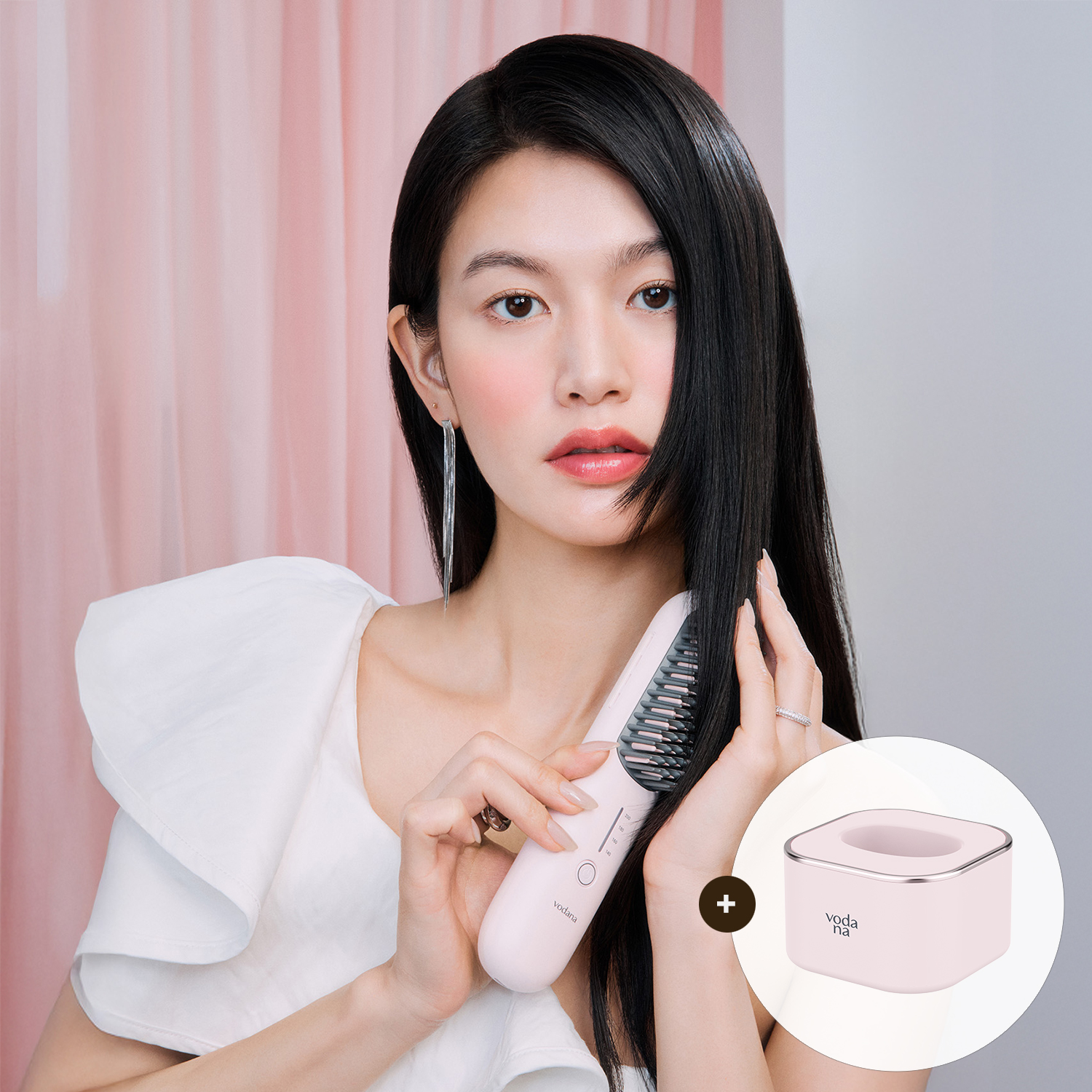 [보다나/NEW] 이지 업 헤어 스타일러 빗 고데기 + 거치대 SET 제품 이미지