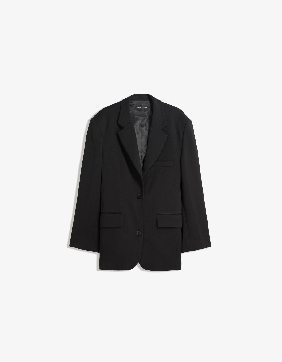 버쉬카 오버핏 테일러드 블랙 블레이저 6540/710 BLACK - 메인 이미지