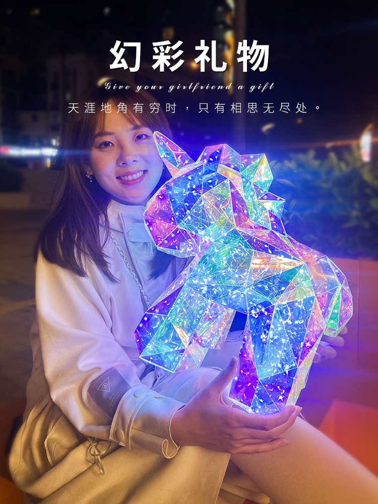 LED 오로라 유니콘 프리즘 홀로그램 인테리어 파티 무드등 수면등 - 상세 이미지 2