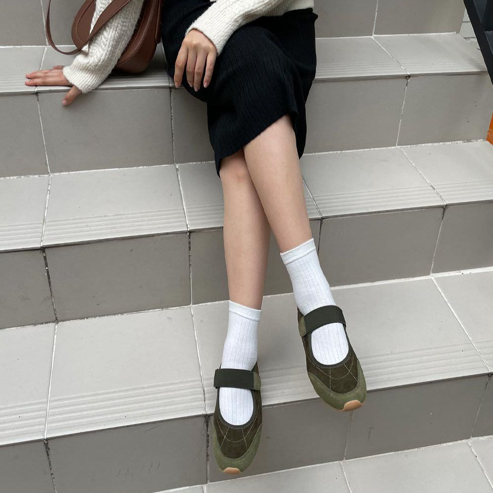 올리나 메리제인 플랫슈즈 여성 벨크로 스트랩 데일리 컴포트화