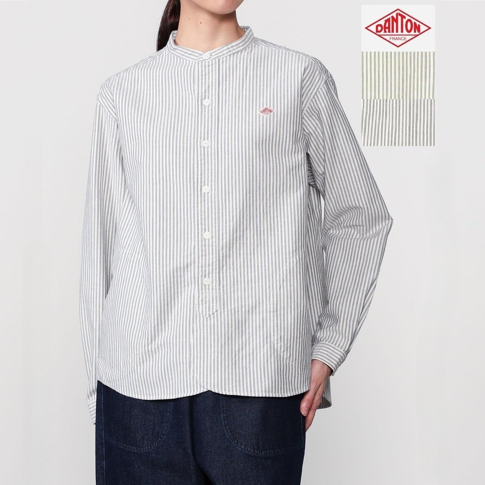 단톤 옥스포드 클래식 밴드카라 긴팔셔츠 여성 DT-B0279OXP NAVY 36 - 메인 이미지