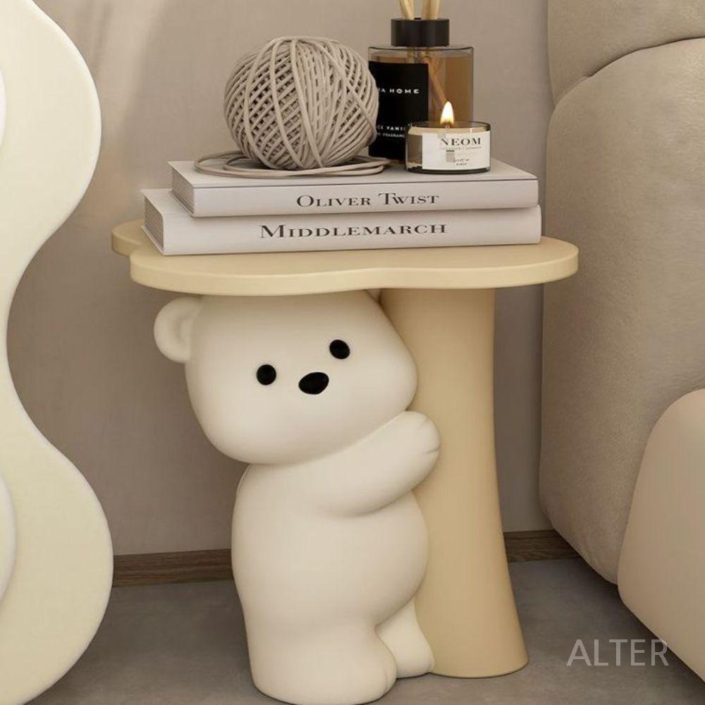 사이드 테이블 보조 선반 간이 협탁 쇼파 트레이 탁자 행운 곰 테이블 (40cm 베이지) - 상세 이미지 4