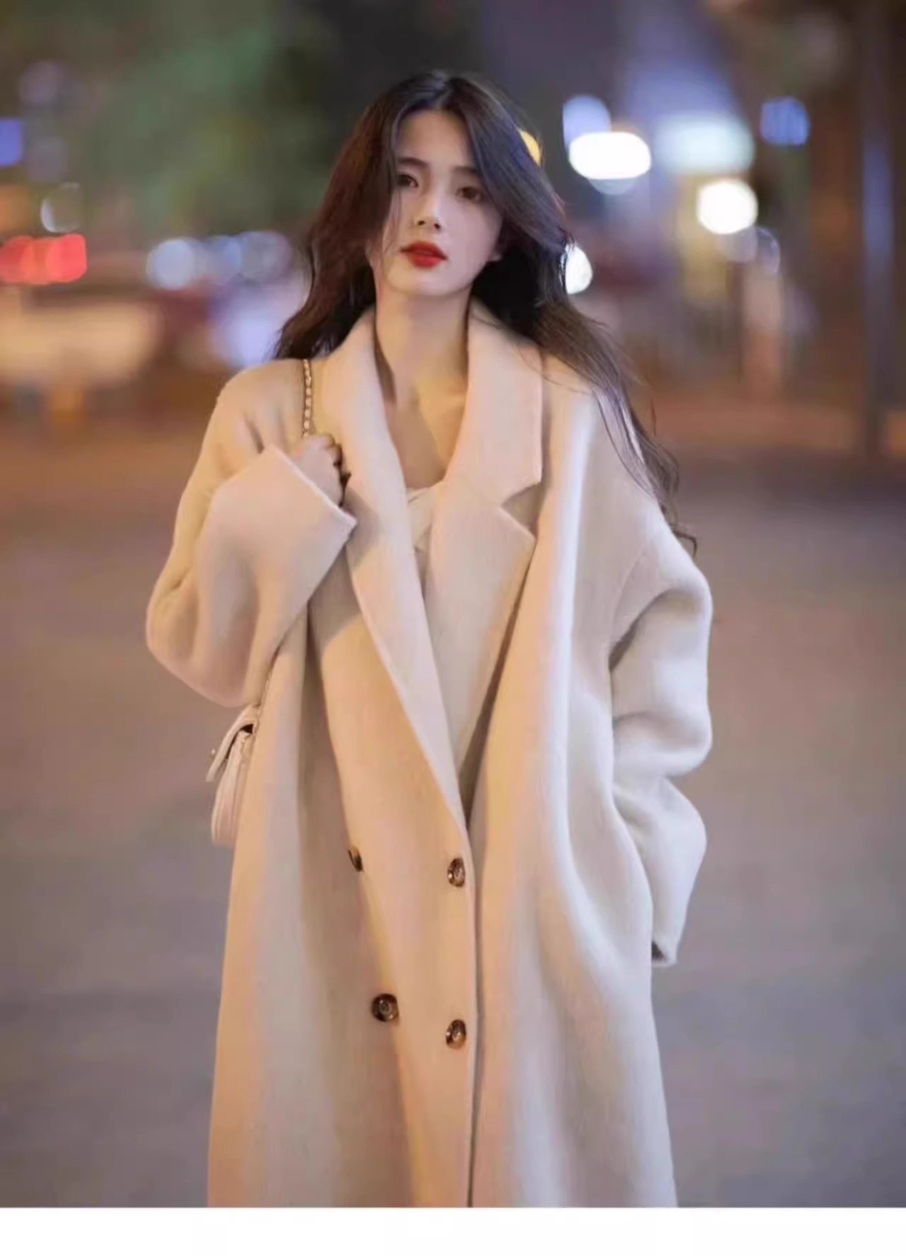 역시즌코트 여성 빅사이즈 겨울 롱코트 역시즌 울60 아이보리 XS 이미지 7