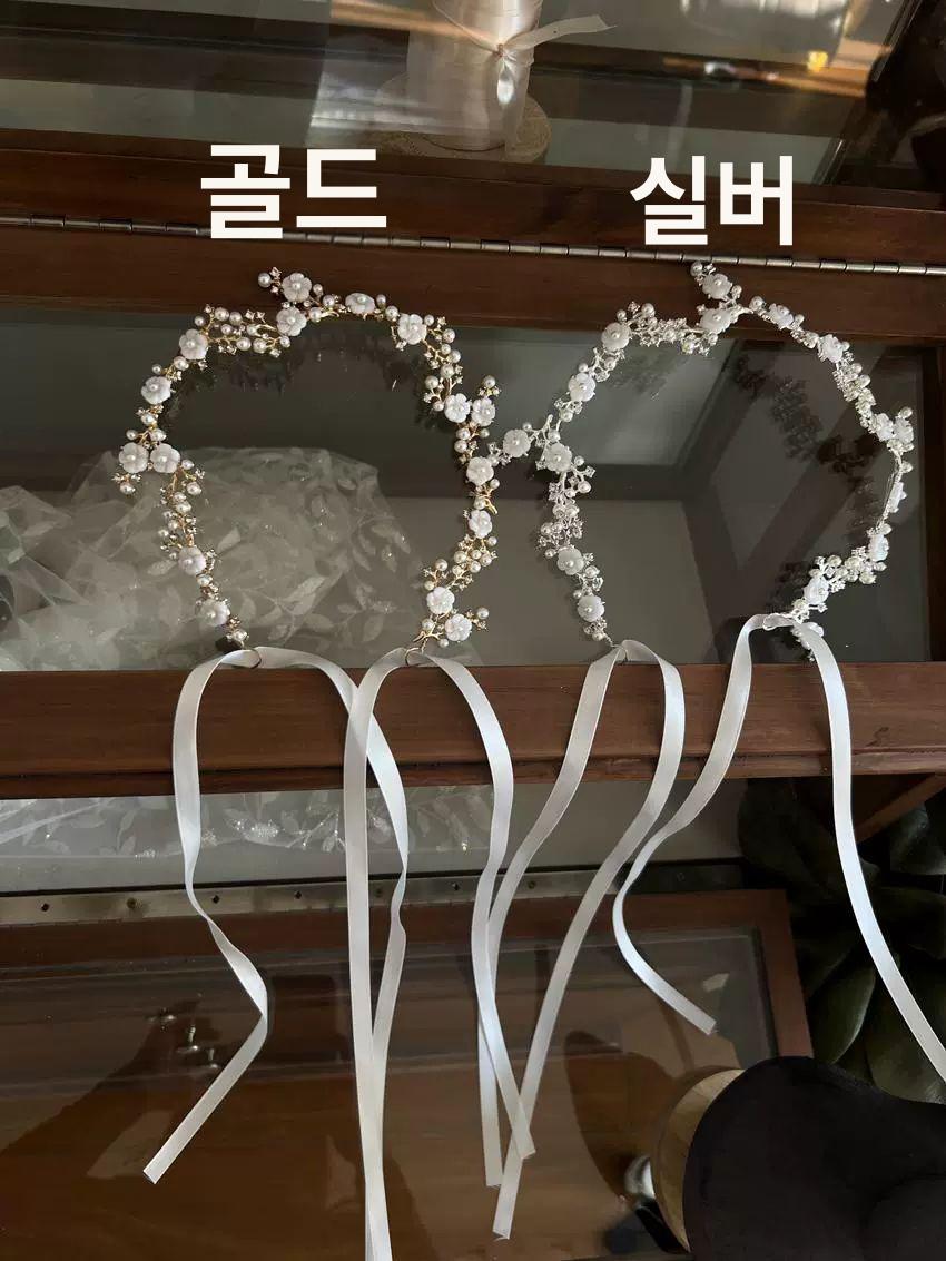 주얼리 헤어밴드 펜던트 머리띠 신부 장식 웨딩 DIY 실버 - 상세 이미지 3