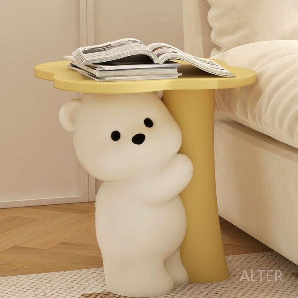 사이드 테이블 보조 선반 간이 협탁 쇼파 트레이 탁자 행운 곰 테이블 (40cm 베이지) - 상세 이미지 2
