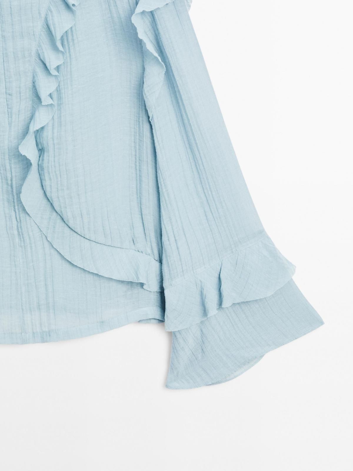 마시모두띠 플루이드 시스루 러플 블라우스 5181/400 LIGHT BLUE - 상세 이미지 2