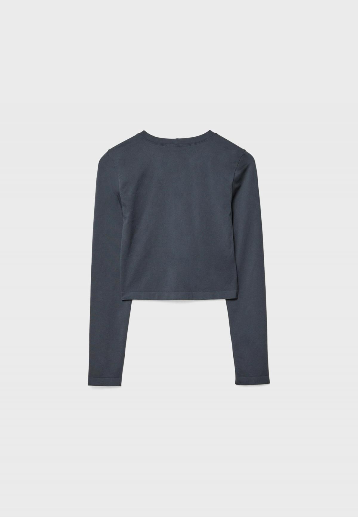 스트라디바리우스 미니멀 크롭 긴팔 라운드넥 티셔츠 8076/680 DARK GREY - 상세 이미지 3