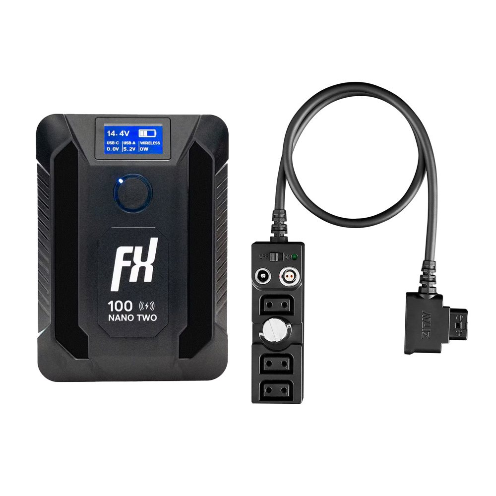 FXLION 나노 투 와이어리스 V마운트 배터리 100Wh + 5in1 파워 케이블 D-tap 타입 세트 - 상품 이미지