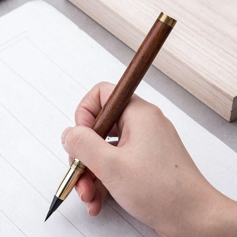 캘리그라피 펜 홍디안만년필 홍디안 만년필 졸업 붓글씨 원목색 소개 홍단 쌍붓끝 - 상세 이미지 3
