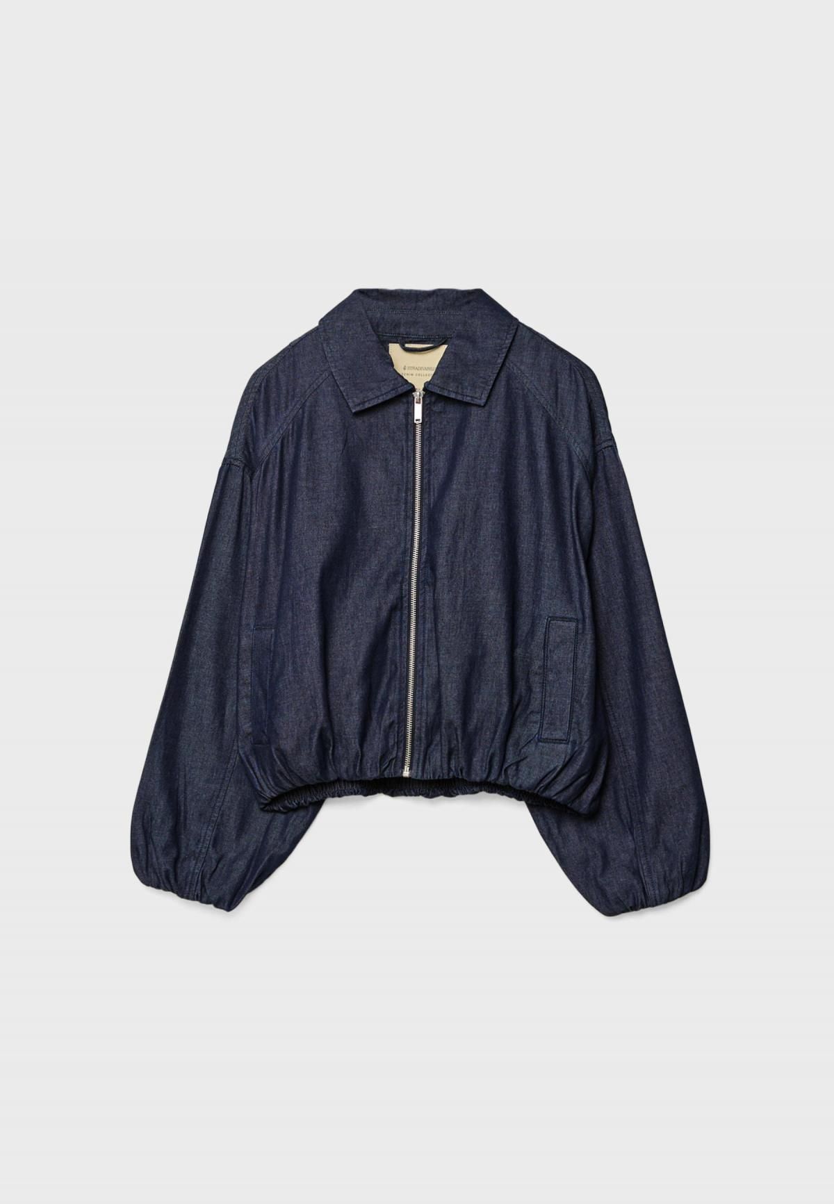 스트라디바리우스 트렌디 데님 퍼프 집업 재킷 5733/566 RINSE BLUE DENIM - 상품 이미지