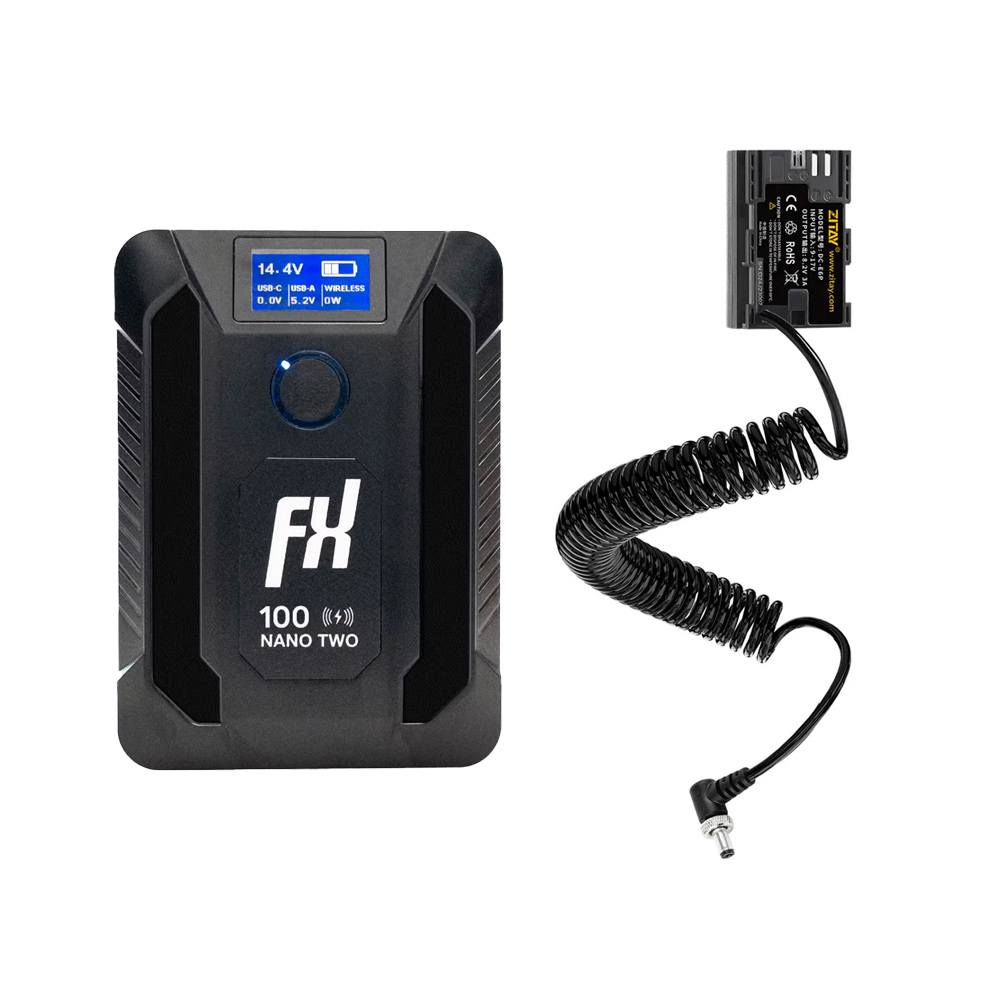 FXLION 나노 투 와이러리스 V마운트 배터리 100Wh + 캐논 LP-E6NH / LP-E6P 더미 배터리 DC 타입 세트 - 상품 이미지