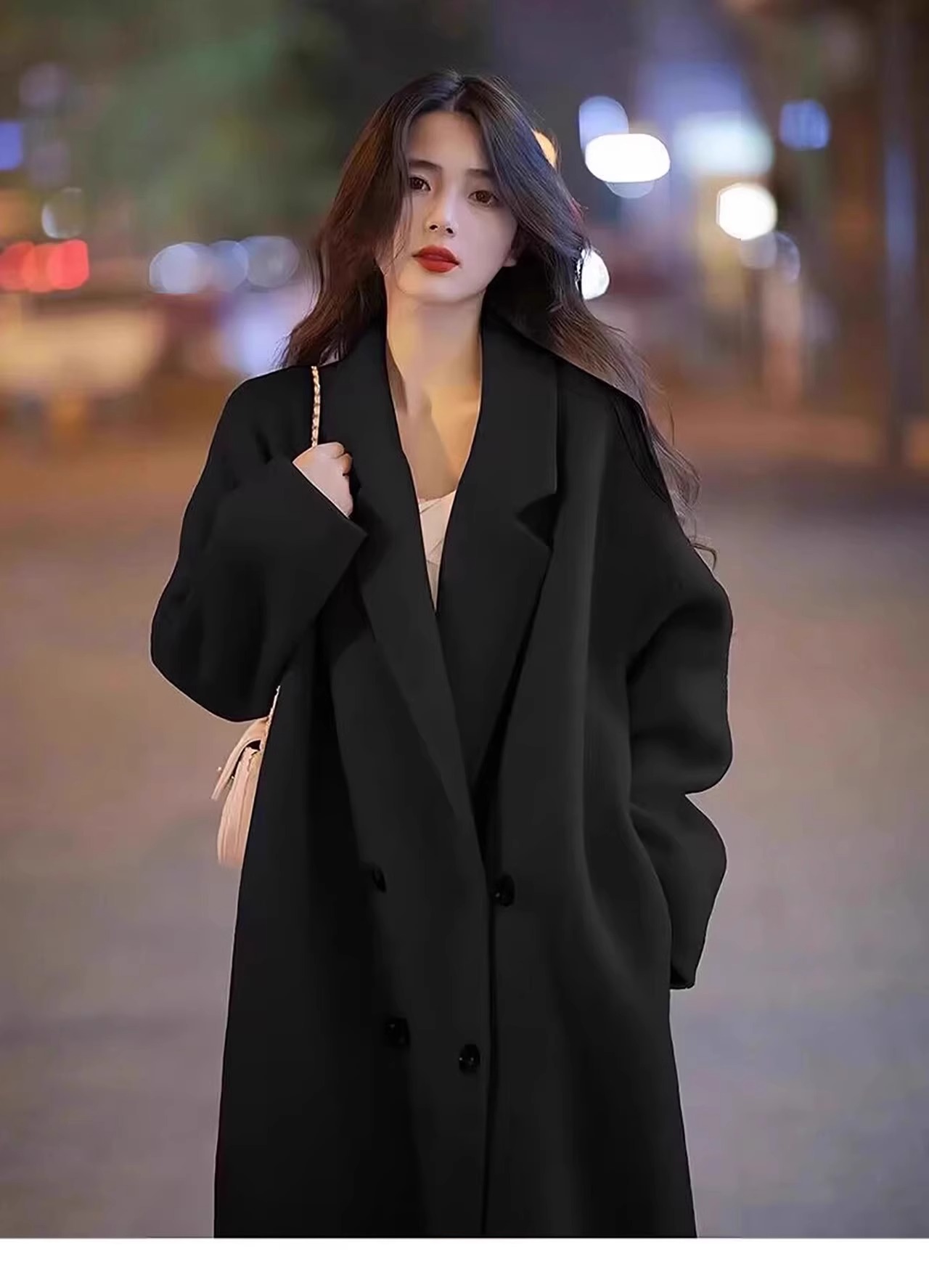 역시즌코트 여성 빅사이즈 겨울 롱코트 역시즌 울60 아이보리 XS 이미지 6