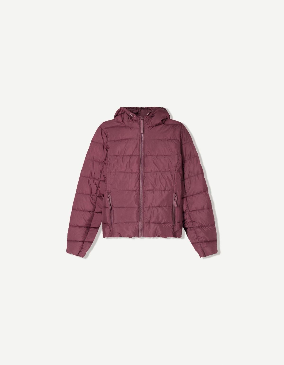 버쉬카 라이트 버건디 테크니컬 패딩 후드 숏 재킷 1441/701 BURGUNDY - 상품 이미지