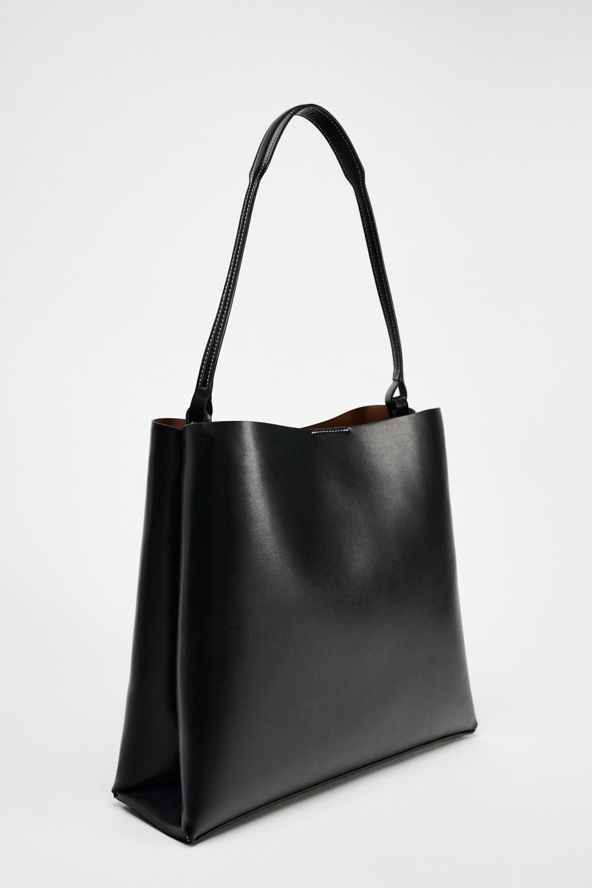 자라 블랙 미니멀 베이직 버킷백 6009/510 BLACK - 상세 이미지 3