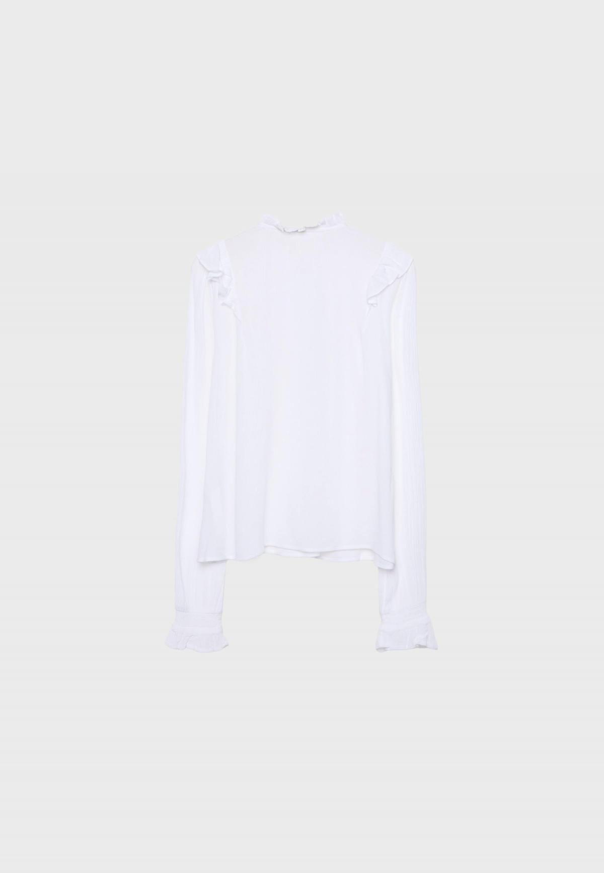 스트라디바리우스 러플 버튼 장식 루즈핏 블라우스 6072/799 WHITE - 메인 이미지