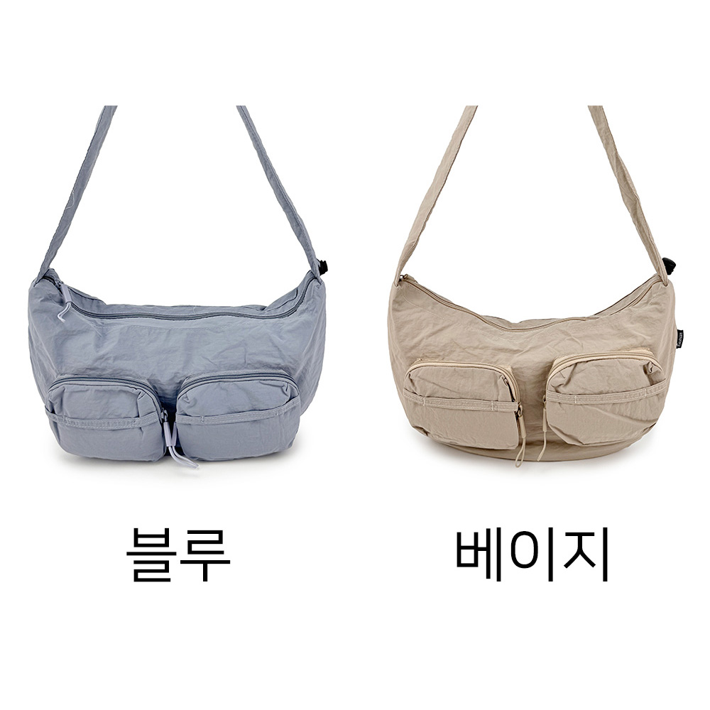 가벼운 나일론 크로스 숄더백 대학생 여대생 직장인여성출근가방 경량 라운드 곱창끈 천가방 - 상세 이미지 3