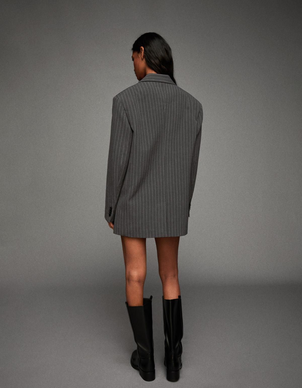 버쉬카 오버핏 스트라이프 테일러드 블레이저 6540/710 DARK GREY - 상세 이미지 2