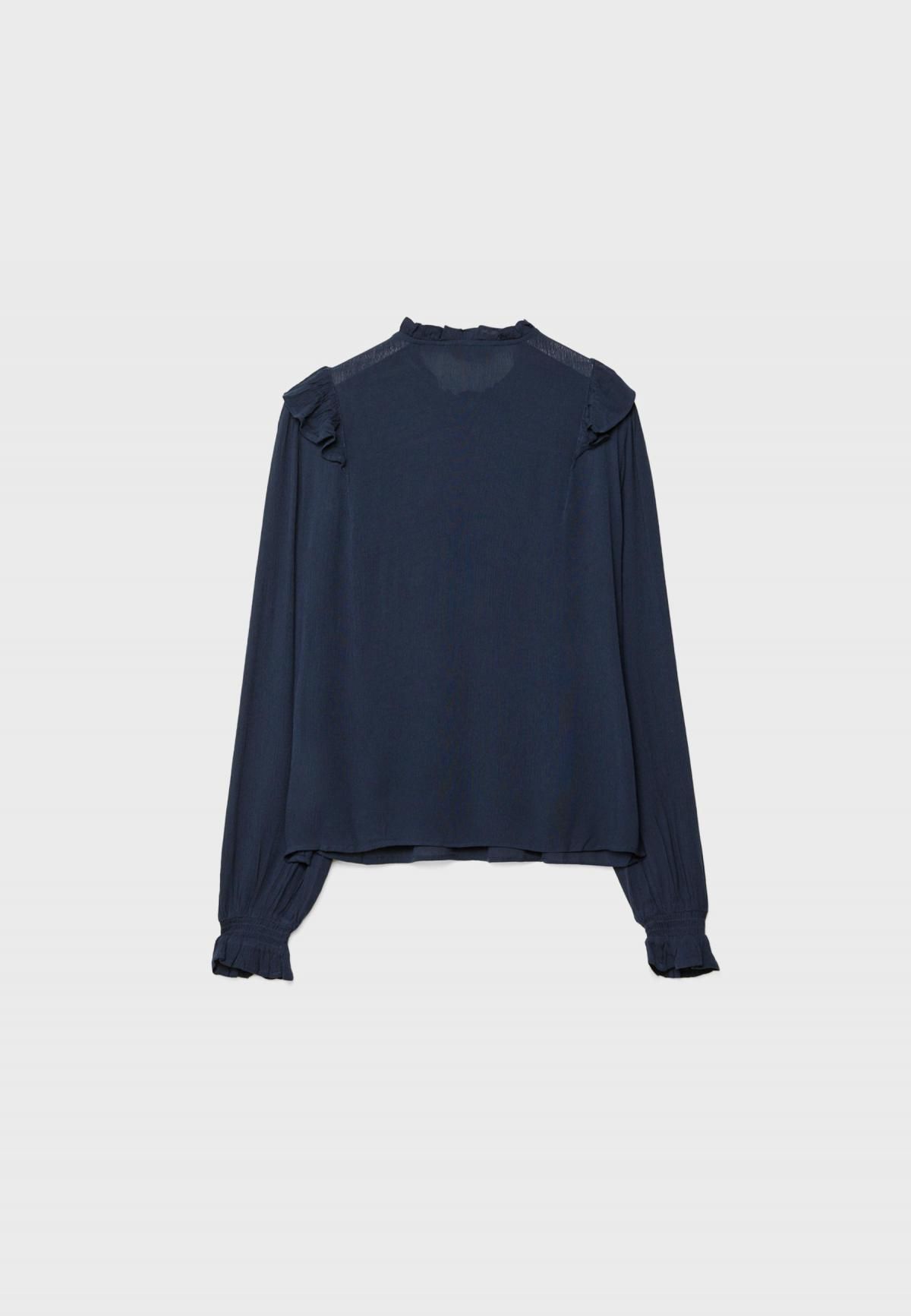 스트라디바리우스 네이비 러플 버튼 디테일 블라우스 6072/799 NAVY BLUE - 메인 이미지