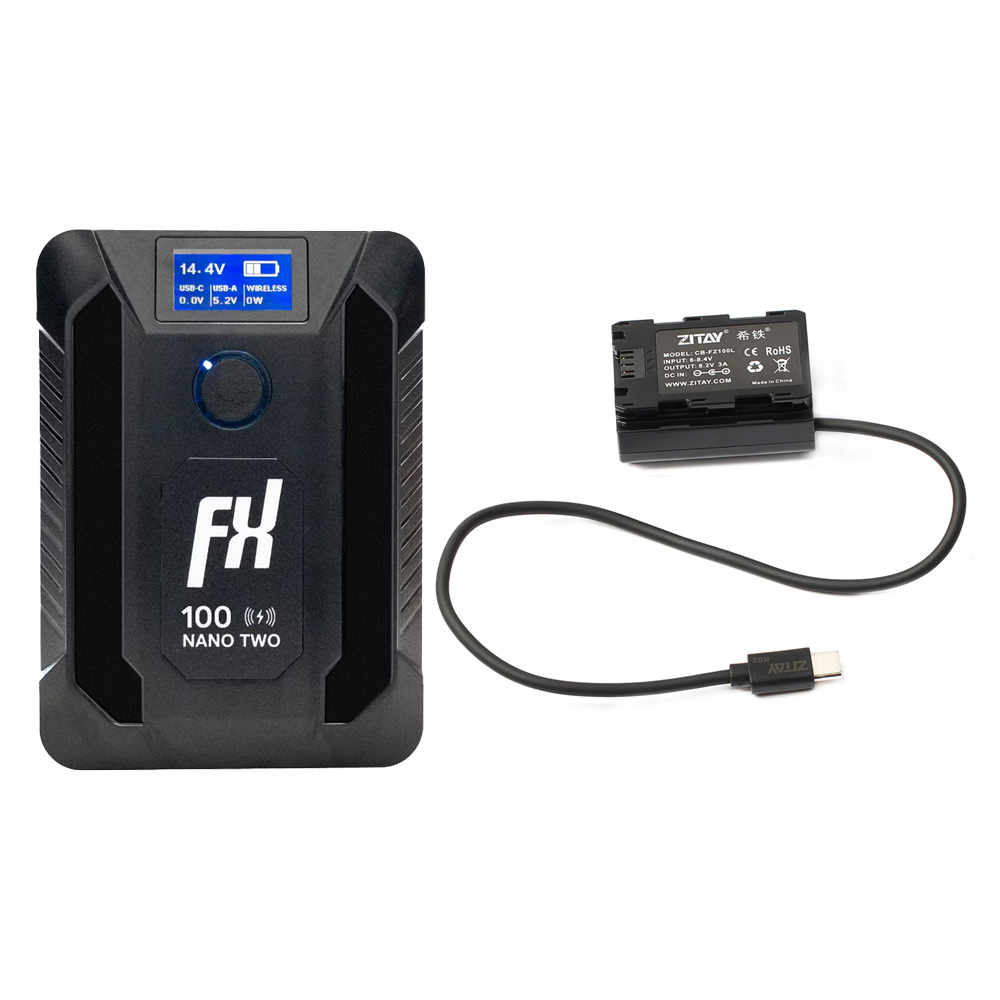 FXLION 나노 투 와이어리스 V마운트 배터리 100Wh + 소니 FZ100 더미 배터리 USB-C 타입 세트 - 상품 이미지