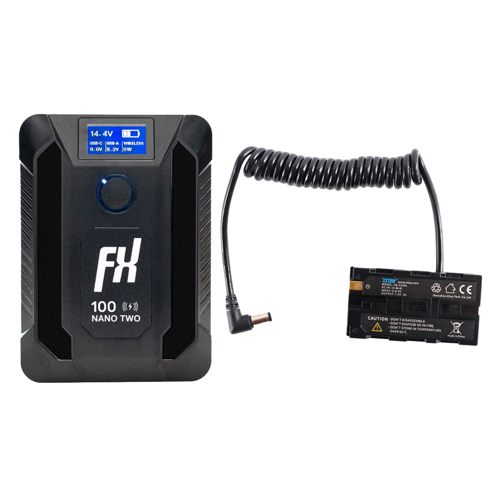 FXLION 나노 투 와이어리스 V마운트 배터리 100Wh + 소니 F970 / F550 더미 배터리 DC 타입 세트 - 상품 이미지