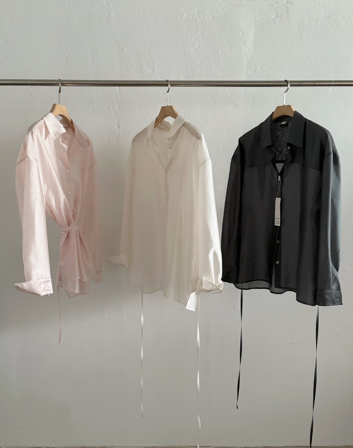 [당일발송] 바스켓 25fw 리튼 셔츠 가을 카라 랩 블라우스 레이어드 시스루 오버핏 루즈핏 남방 (3c) - 상세 이미지 3