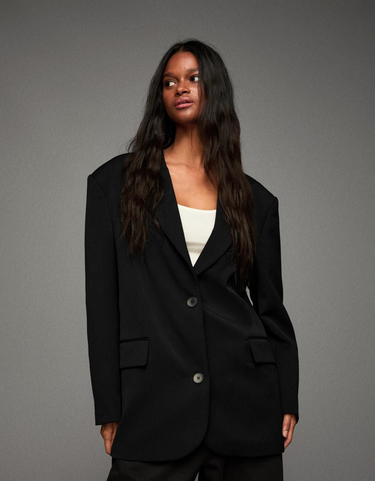 버쉬카 오버핏 테일러드 블랙 블레이저 6540/710 BLACK - 상세 이미지 4