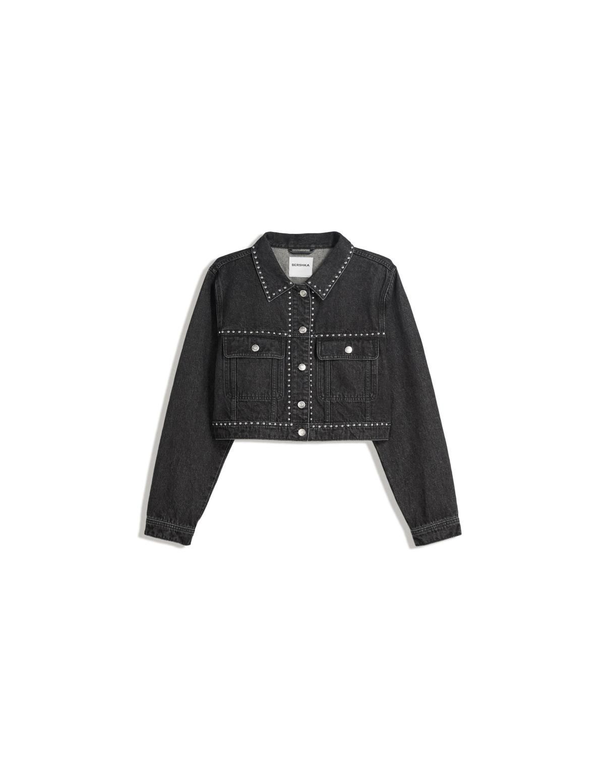 버쉬카 스터드 크롭 데님 재킷 6596/156 BLACK - 상세 이미지 3