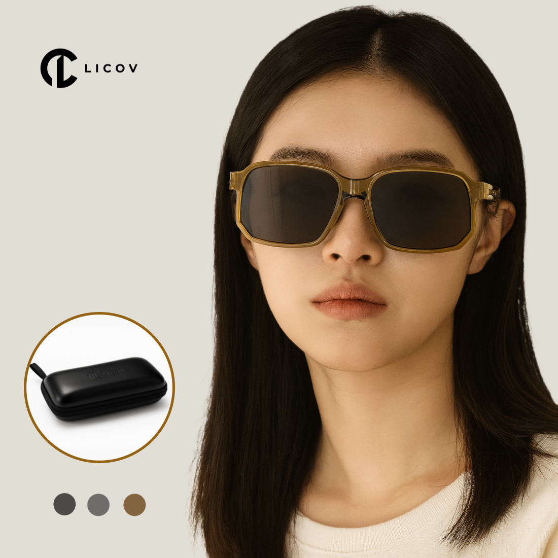 LICOV 초경량 편광 스포츠 선글라스 UV차단 투명뿔테 이미지 6