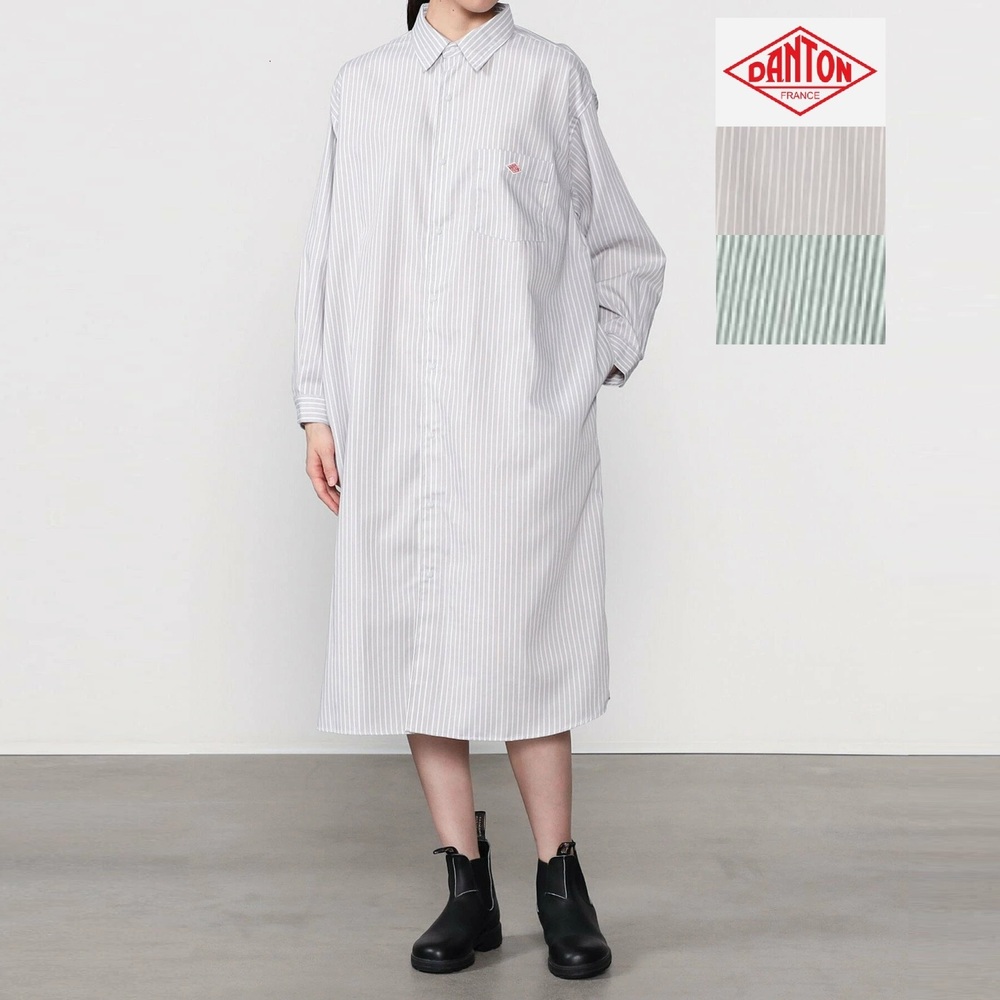 단톤 플래너 버튼 긴팔 셔츠 원피스 여성 DT-G0106POD GREY 36 - 상품 이미지