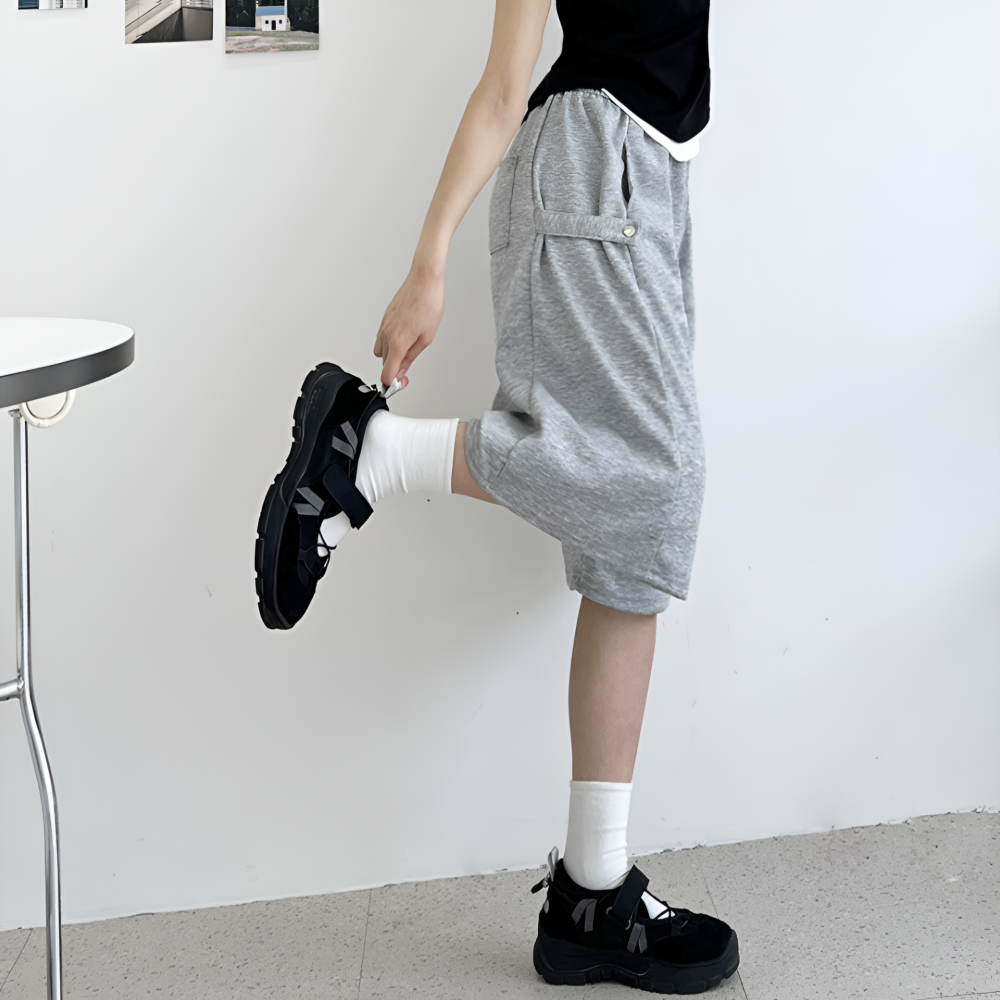 통반바지 롱 버뮤다 벌룬 팬츠 반바지 여성 여자 와이드 7부 - 상세 이미지 5