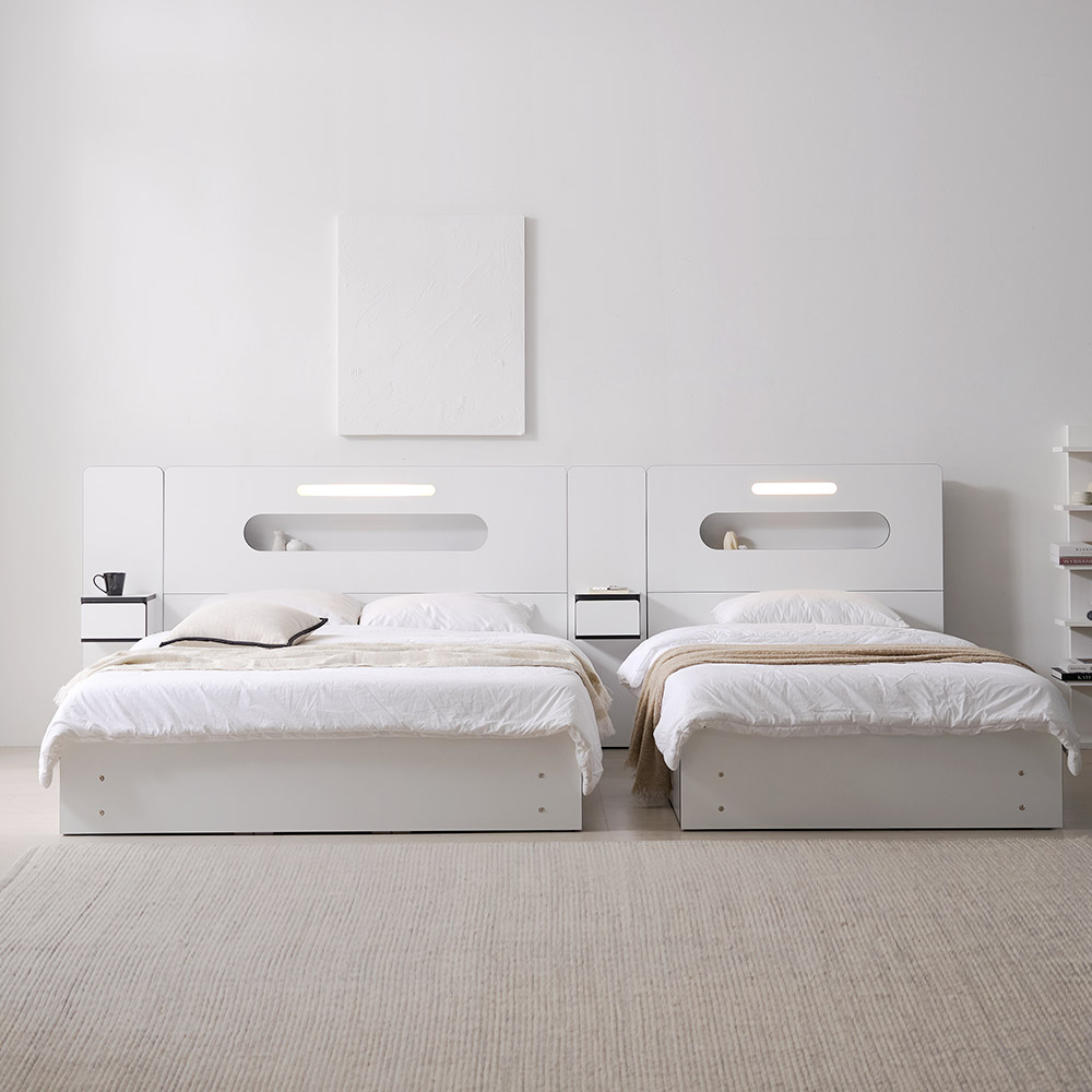 스위티 블랙라인 LED 호텔형 퀸사이즈 수납 침대 Q