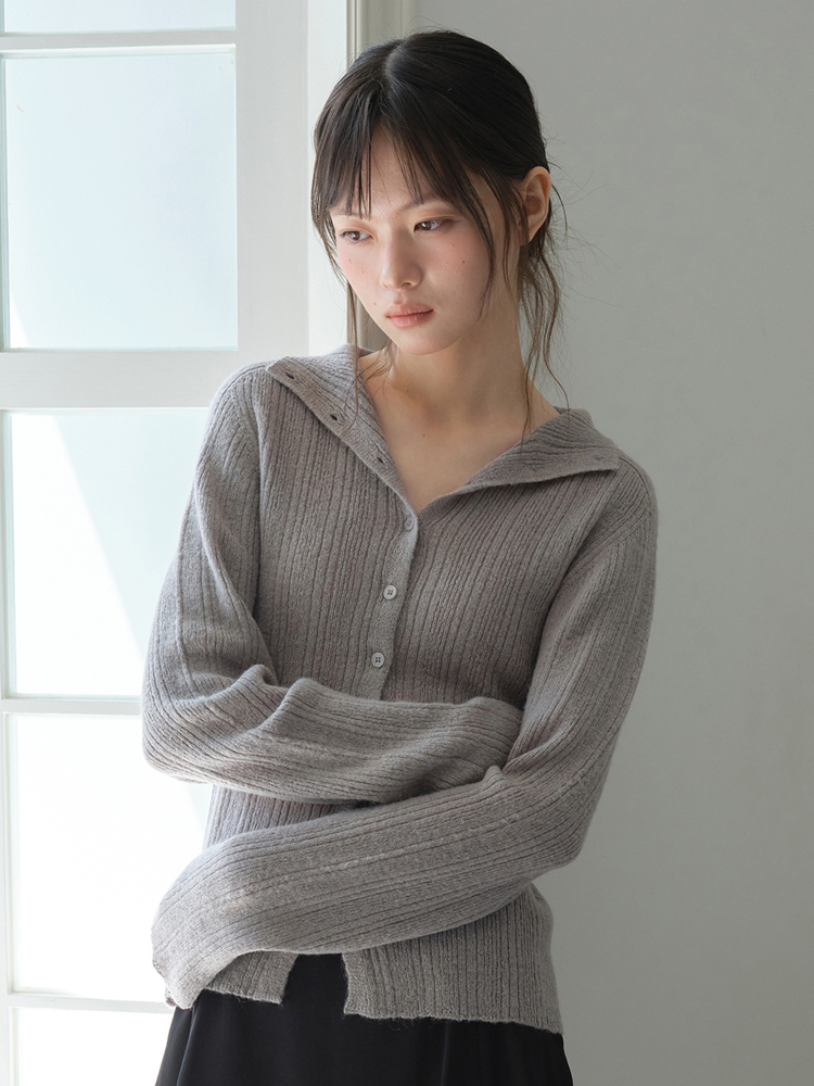 [엽페] 플리티드 버튼 가디건 그레이 - 상세 이미지 3
