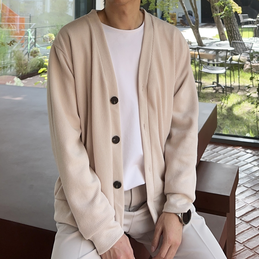 남자 가디건 오버핏 빅사이즈 골지 커플 니트 가디건