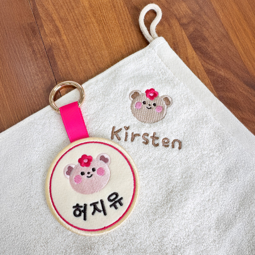 애니멀 원형 네임택[자수/전사]