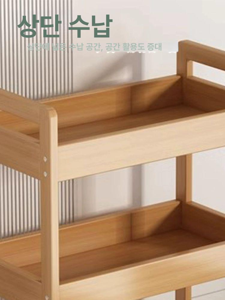 원목트롤리 바퀴 주방 미용실 엔틱 무빙 원색 이동식 클래식 4단 43cm 강화 - 상세 이미지 3