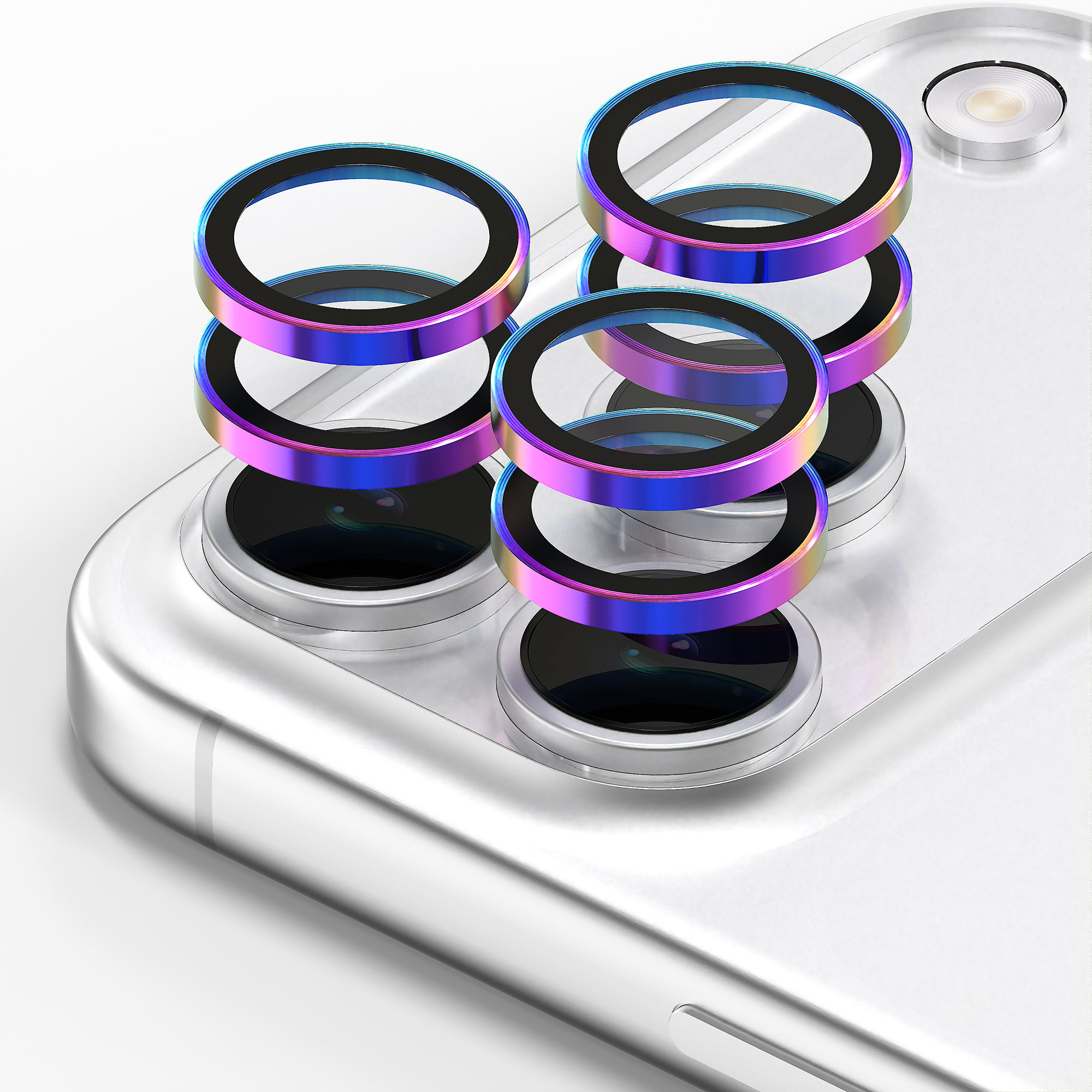 카메라 렌즈 프레임 메탈 링 빛번짐방지 강화유리 보호필름 오로라 아이폰17 프로, 2매입