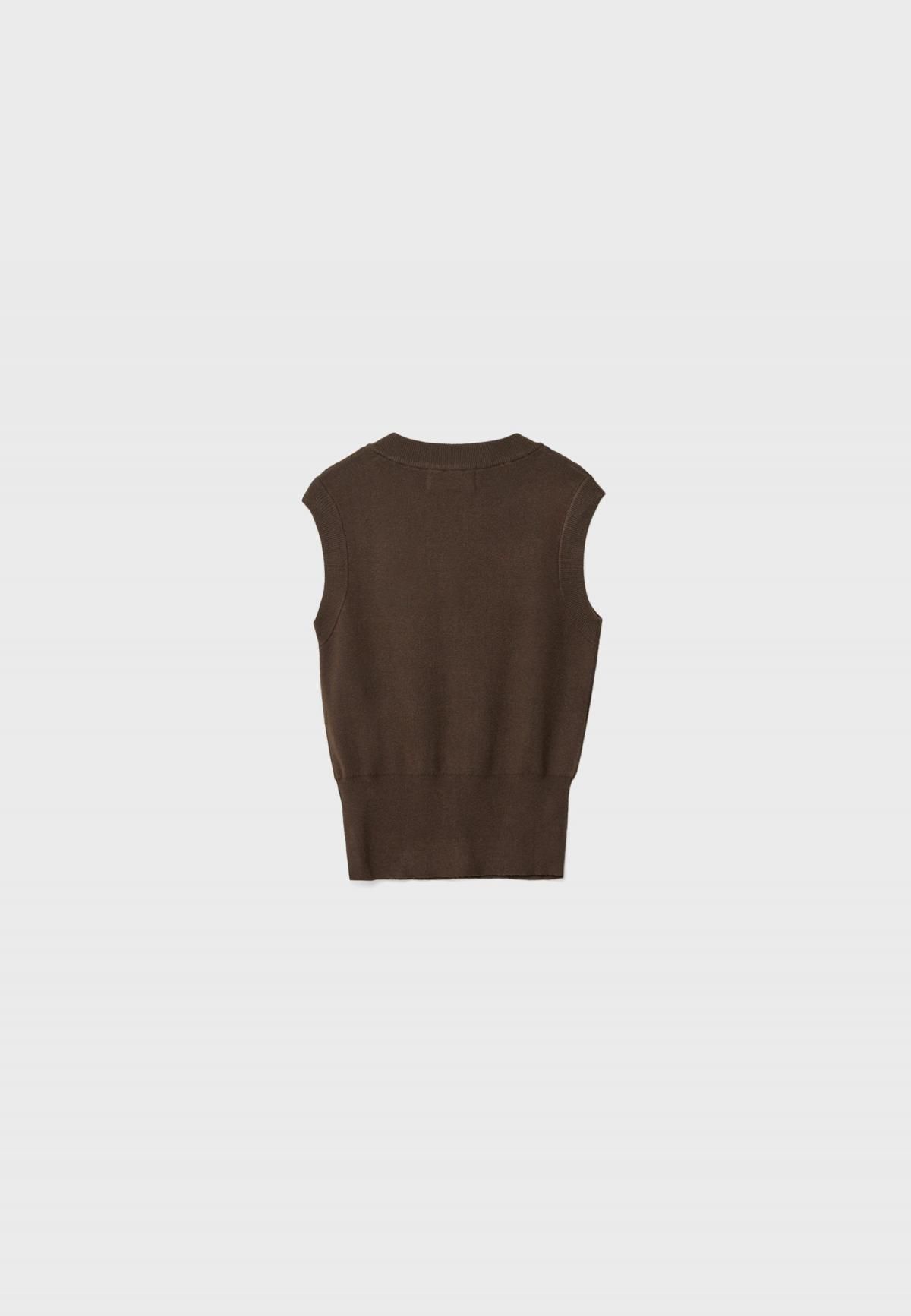 스트라디바리우스 클래식 니트 버튼업 라운드넥 베스트 8534/650 BROWN - 상세 이미지 3
