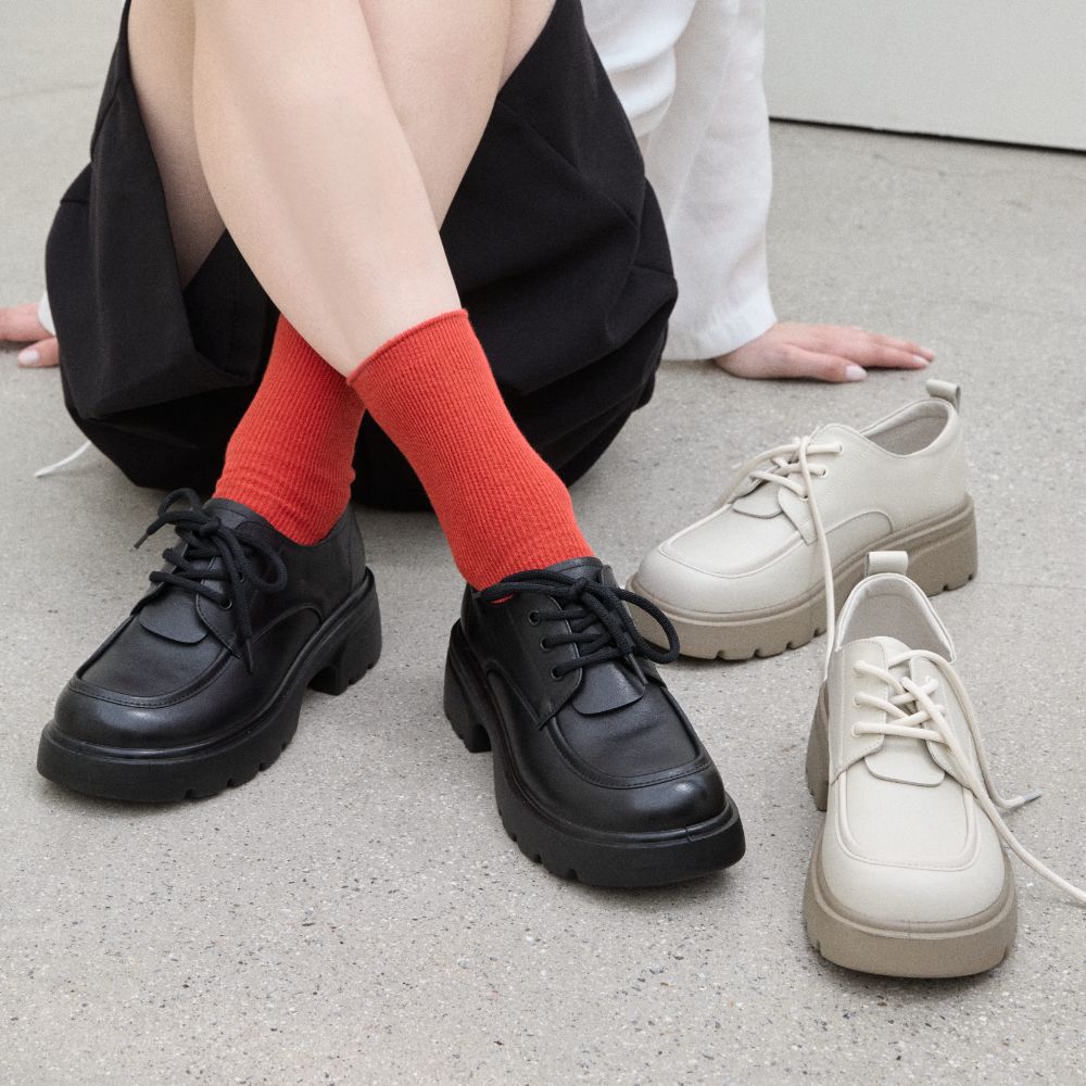 [스퍼] 라메 레이스업 소가죽 옥스퍼드 플랫폼 로퍼 5cm -VS9006 (2color)