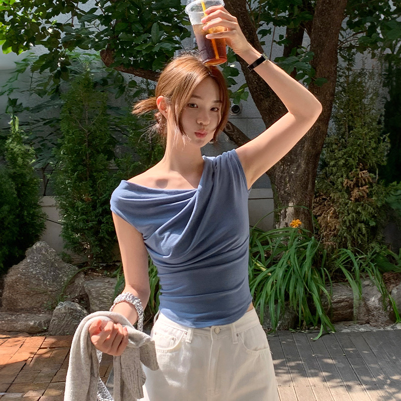 누디아 언발 셔링 잘록핏 티셔츠 ts4677 - 상세 이미지 2