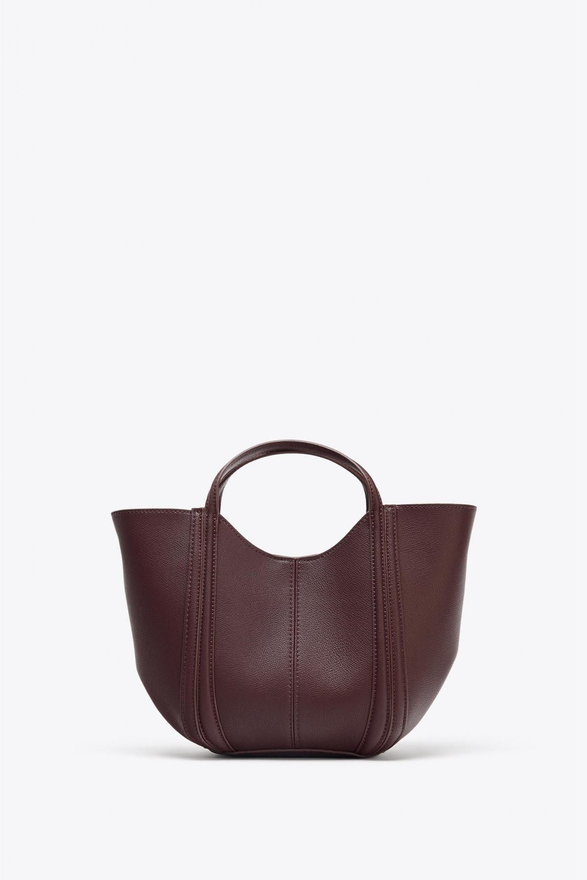 자라 버건디 스티치 미니 시티백 6332/510 BURGUNDY RED - 상품 이미지