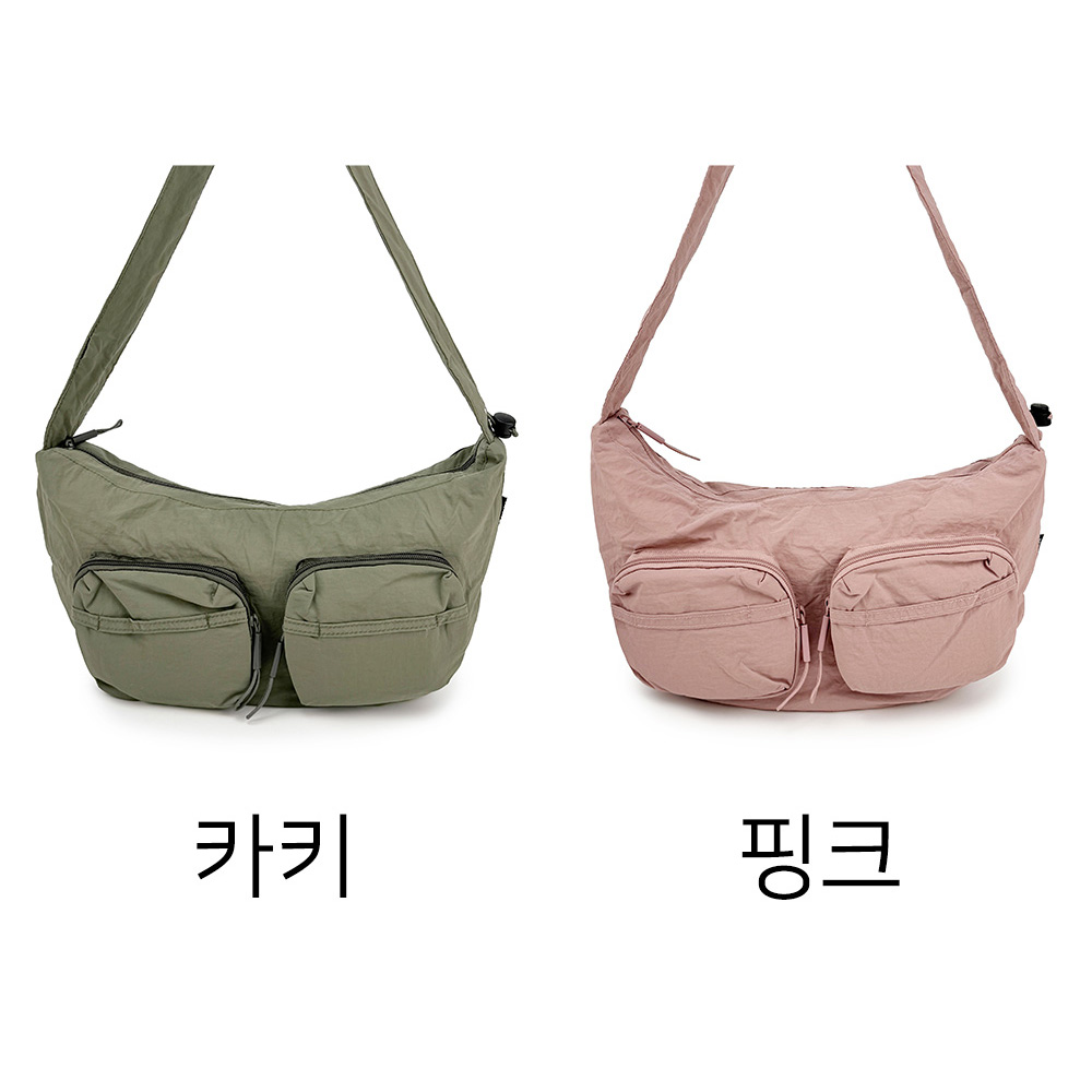 가벼운 나일론 크로스 숄더백 대학생 여대생 직장인여성출근가방 경량 라운드 곱창끈 천가방 - 상세 이미지 4