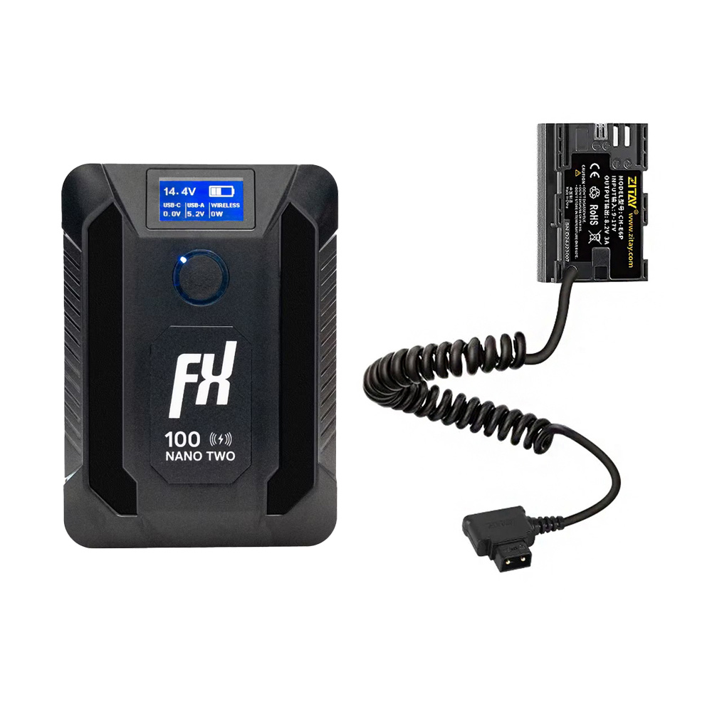 FXLION 나노 투 와이러리스 V마운트 배터리 100Wh + 캐논 LP-E6NH / LP-E6P 더미 배터리 D-tap 타입 세트 - 상품 이미지