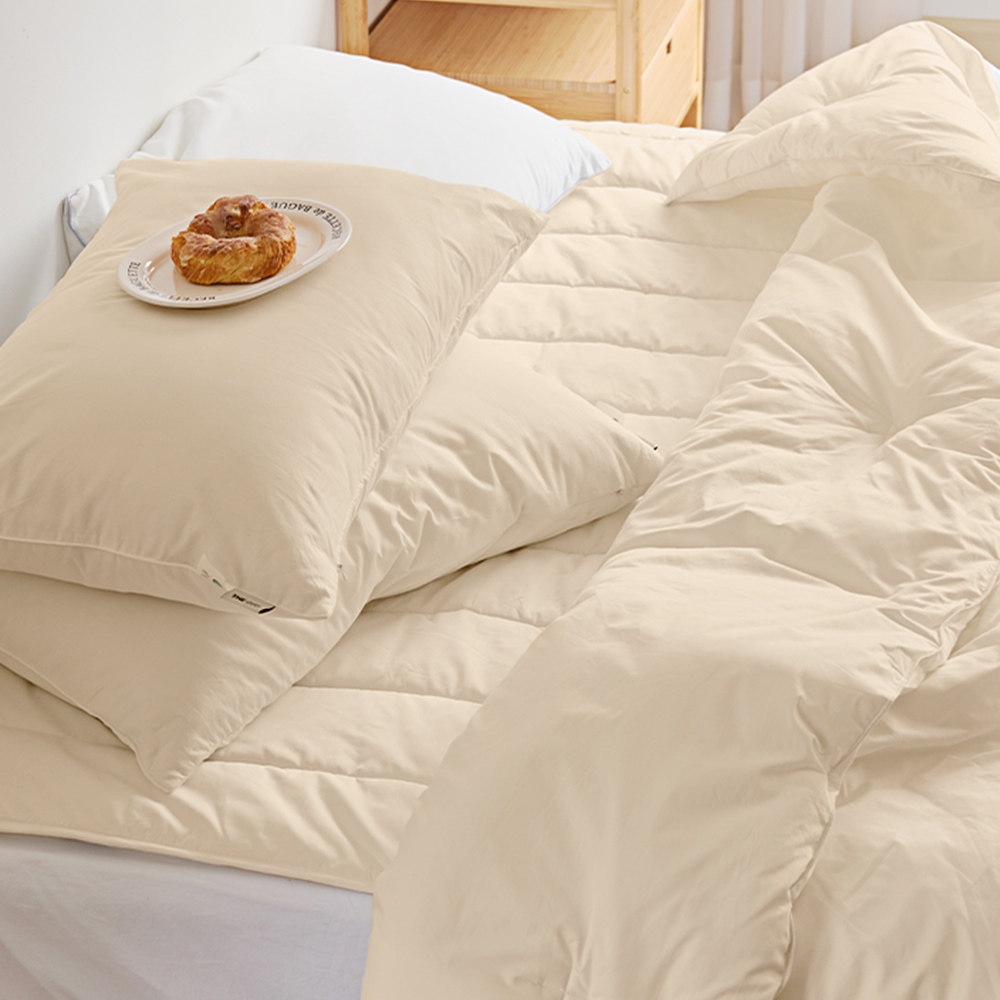 호텔 침구세트 사계절 광폭 60수 순면 패드 베개커버 이불 세트 크림피넛, 퀸/킹 (Q/K)