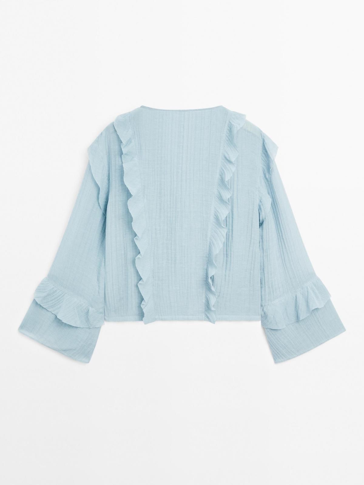 마시모두띠 플루이드 시스루 러플 블라우스 5181/400 LIGHT BLUE - 상세 이미지 4