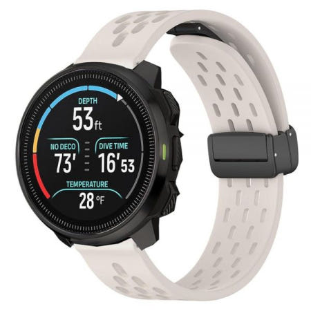 Lamshaw [해외]SUUNTO Run 밴드와 호환, 20mm, 22mm 퀵 릴리즈 통기성 있는 부드러운 실리콘 스포츠 밴드, 마그네틱 버터플라이 클로슈어 교체 스트랩 포함, OCEAN, 달리