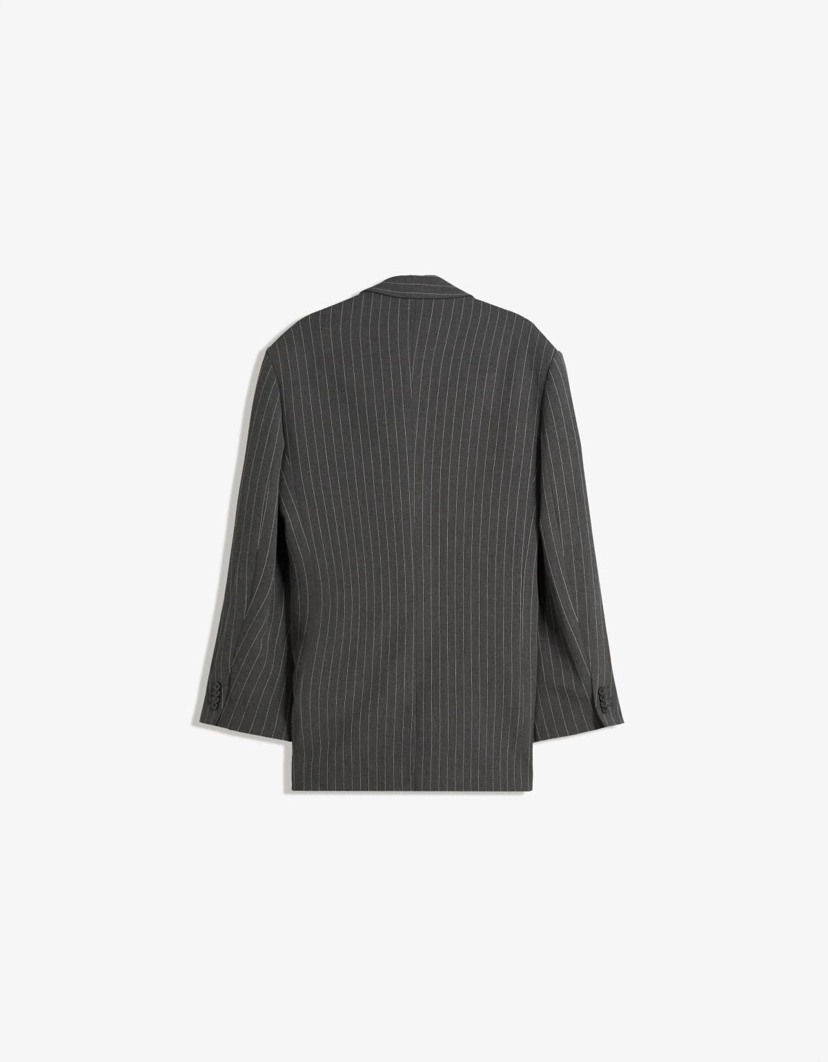 버쉬카 오버핏 스트라이프 테일러드 블레이저 6540/710 DARK GREY - 상세 이미지 3