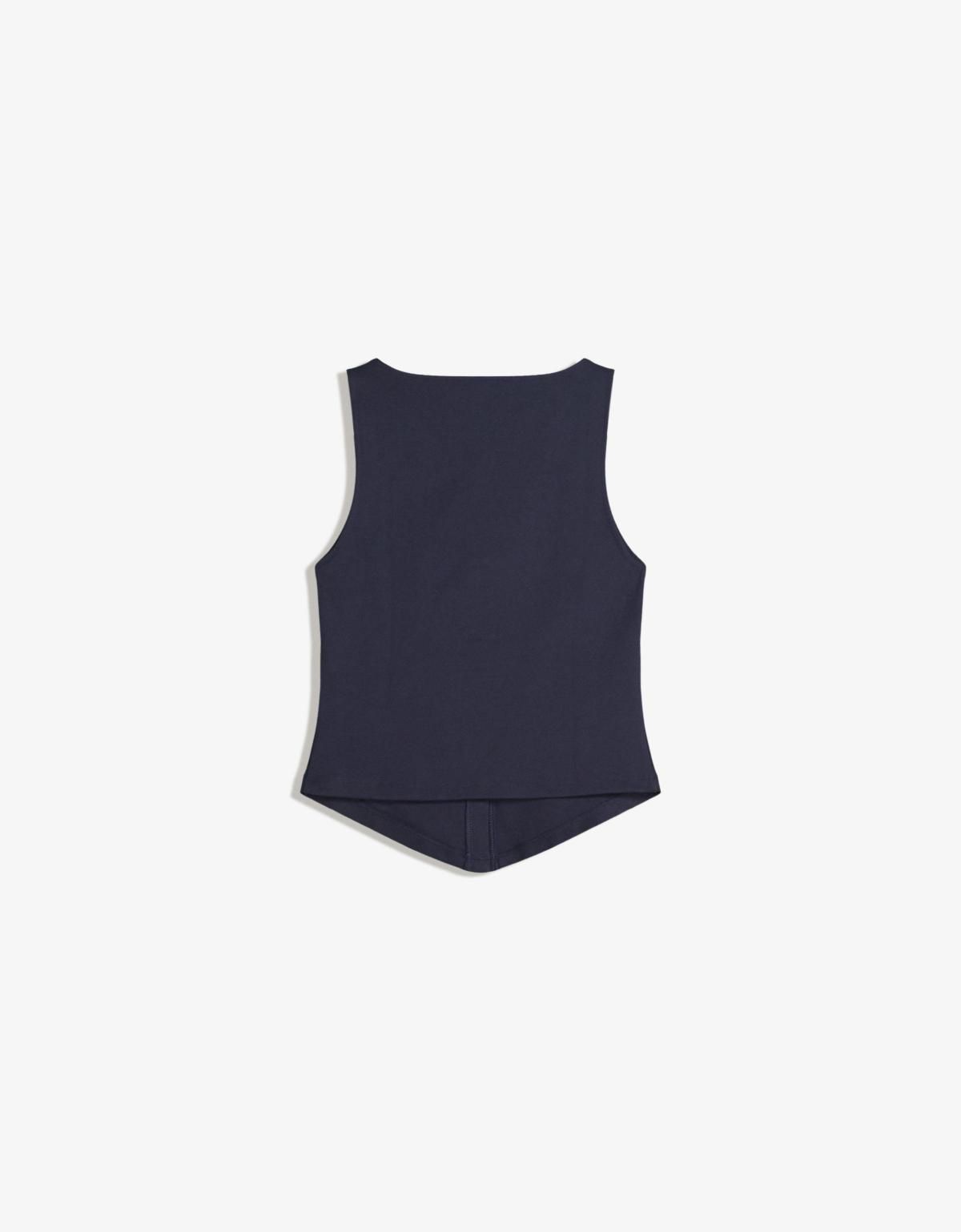 버쉬카 모던 스퀘어넥 버튼업 민소매 탑 8704/360 NAVY - 상세 이미지 2