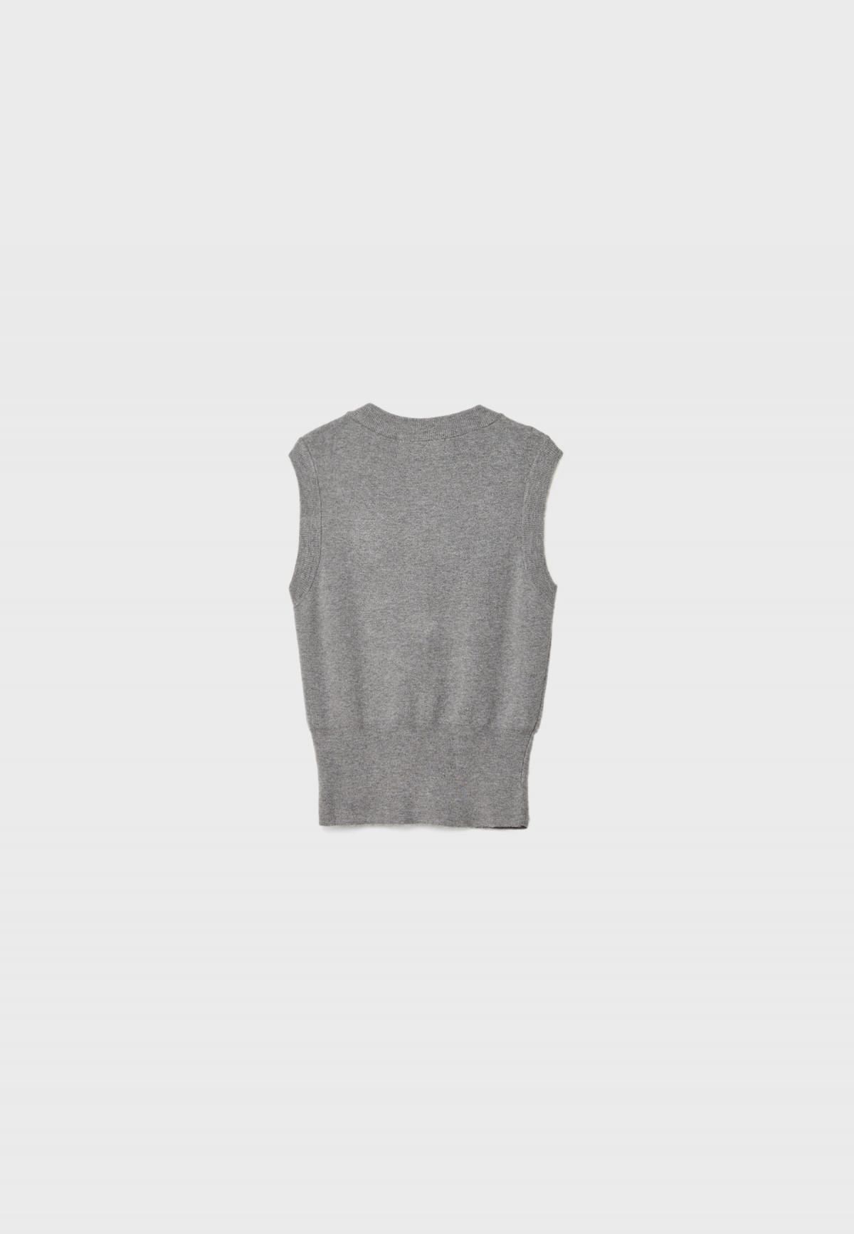 스트라디바리우스 미니멀 라운드넥 버튼 니트 베스트 8534/650 GREY MELANGE - 상세 이미지 2