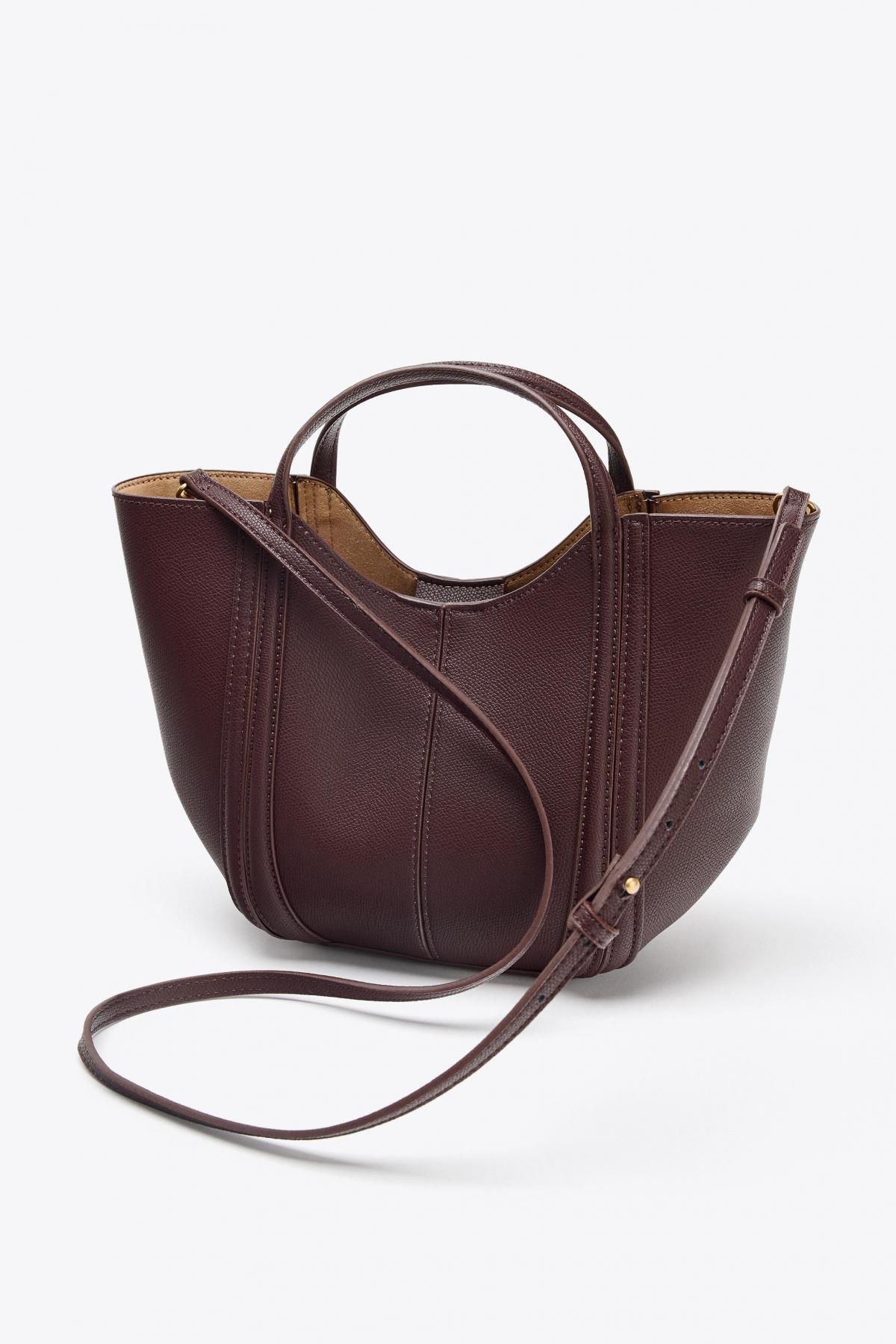 자라 버건디 스티치 미니 시티백 6332/510 BURGUNDY RED - 상세 이미지 3