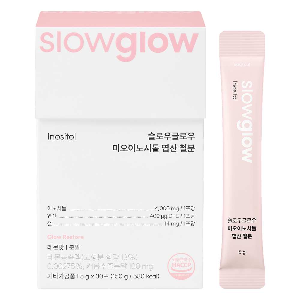 슬로우글로우 미오이노시톨 엽산 철분 30포, 1개